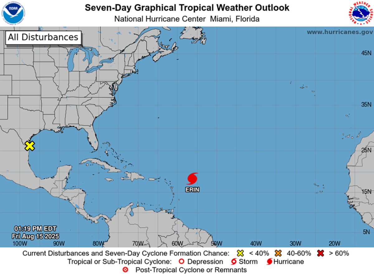 Huracán Erin ascendió a categoría 4 en el Atlántico